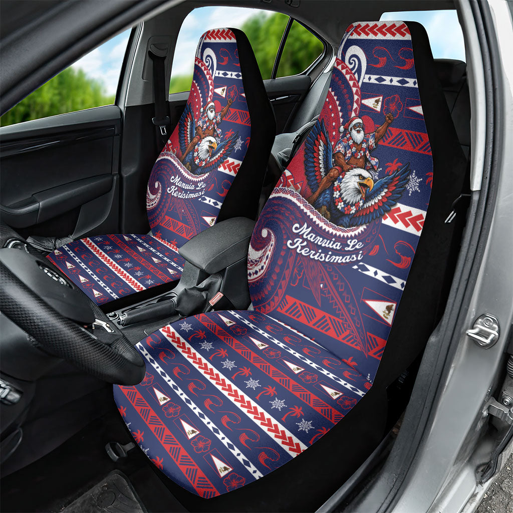 American Samoa Christmas Car Seat Cover Santa Riding Bald Eagle DT05 - Polynesian Pride