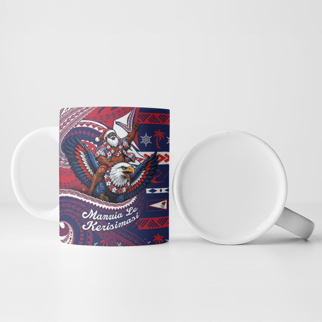 American Samoa Christmas Ceramic Mug Santa Riding Bald Eagle