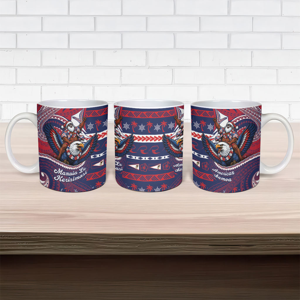 American Samoa Christmas Ceramic Mug Santa Riding Bald Eagle
