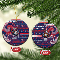 American Samoa Christmas Ceramic Ornament Santa Riding Bald Eagle