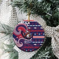 American Samoa Christmas Ceramic Ornament Santa Riding Bald Eagle