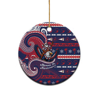 American Samoa Christmas Ceramic Ornament Santa Riding Bald Eagle
