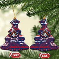 American Samoa Christmas Ceramic Ornament Santa Riding Bald Eagle