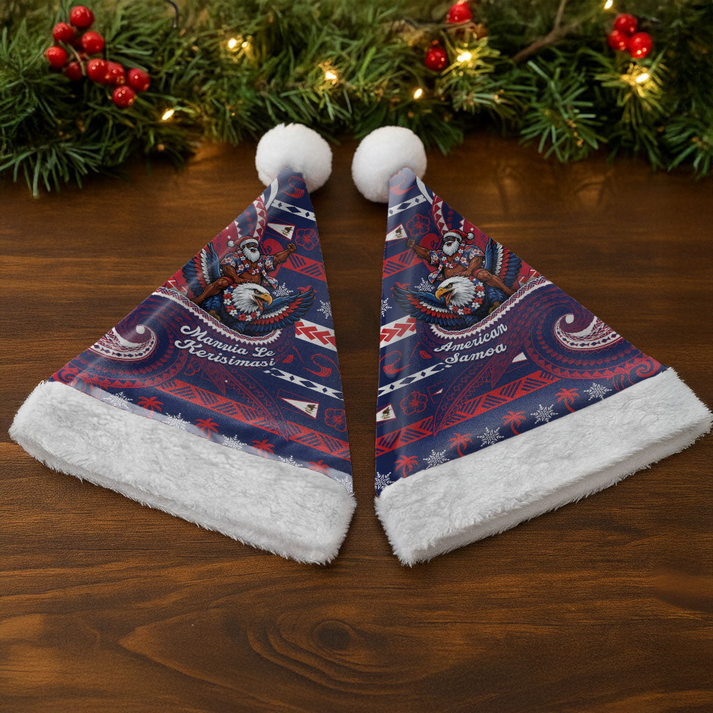 American Samoa Christmas Santa Hat Santa Riding Bald Eagle