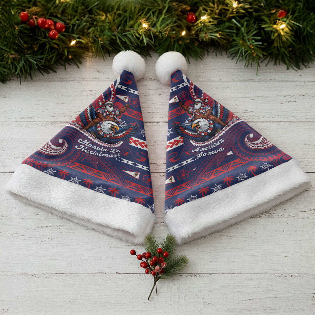American Samoa Christmas Santa Hat Santa Riding Bald Eagle