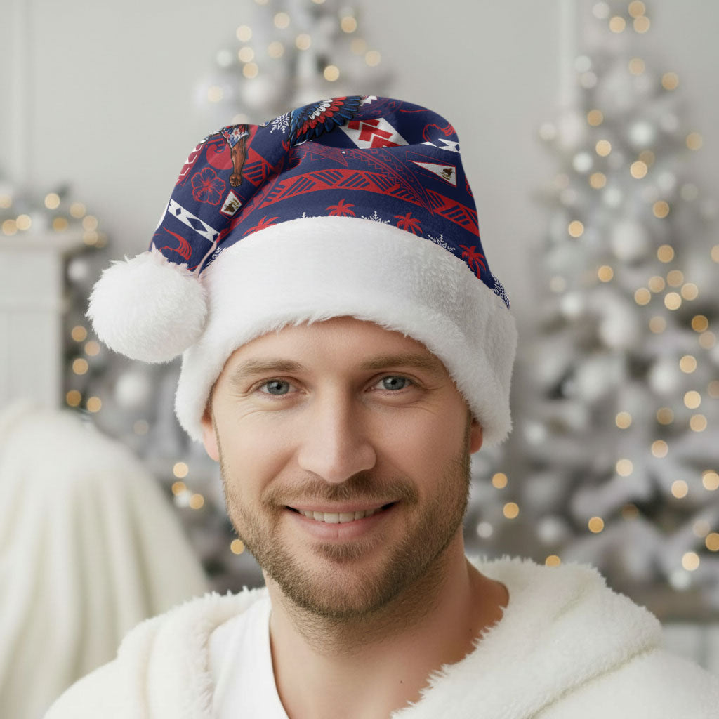 American Samoa Christmas Santa Hat Santa Riding Bald Eagle