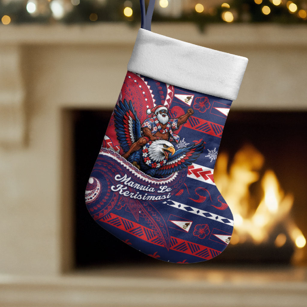 American Samoa Christmas Stocking Santa Riding Bald Eagle