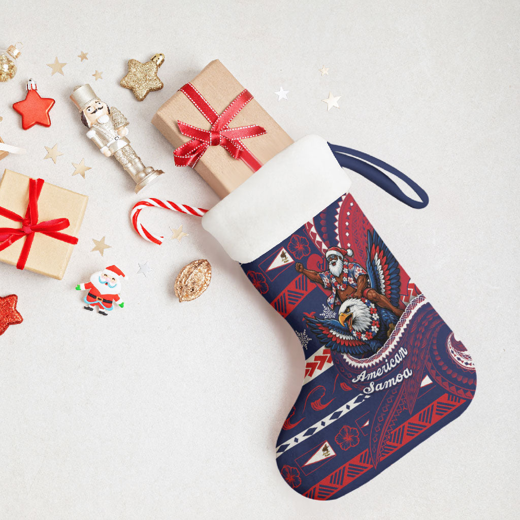 American Samoa Christmas Stocking Santa Riding Bald Eagle