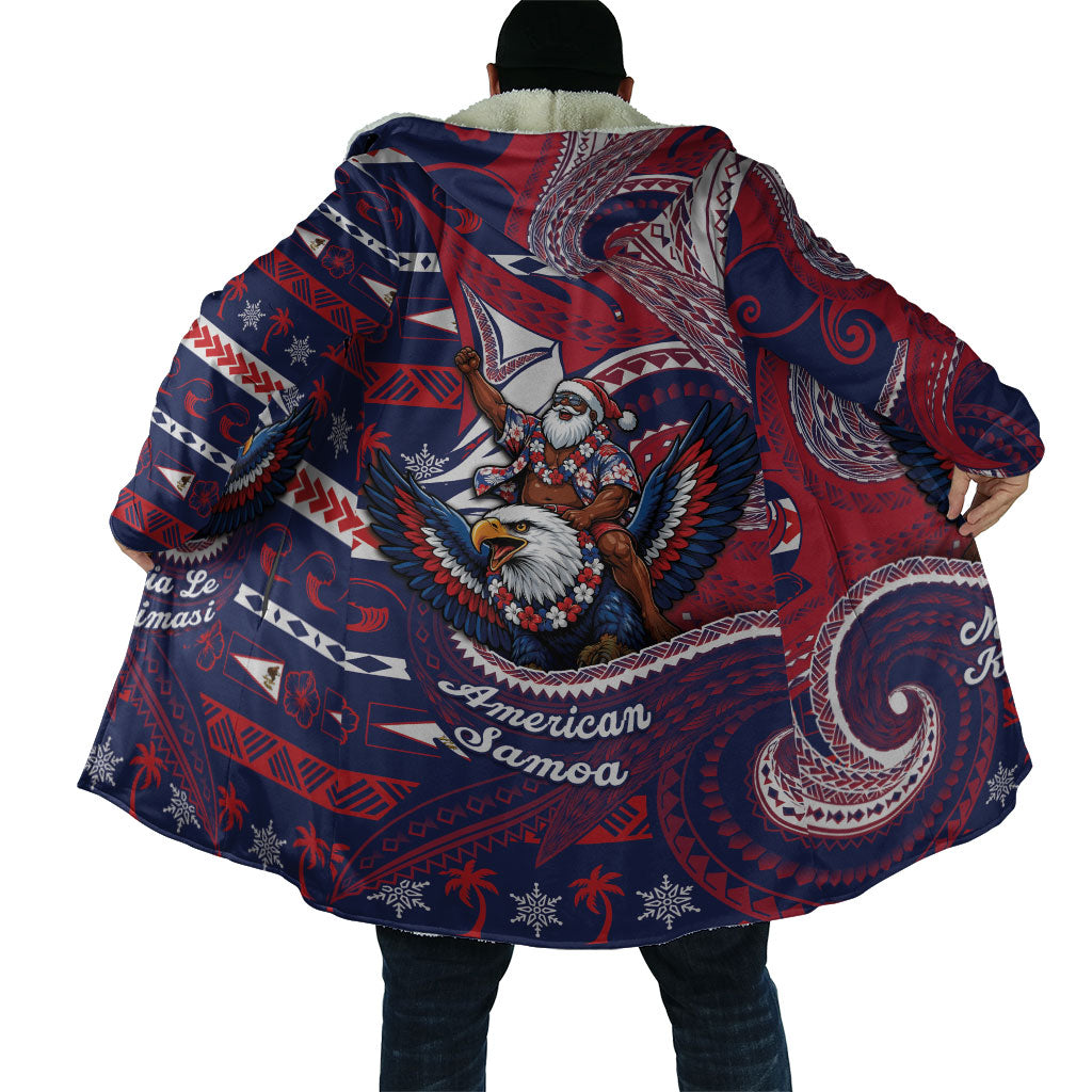 American Samoa Christmas Cloak Santa Riding Bald Eagle DT05 - Polynesian Pride
