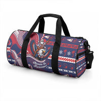 American Samoa Christmas Duffle Bag Santa Riding Bald Eagle