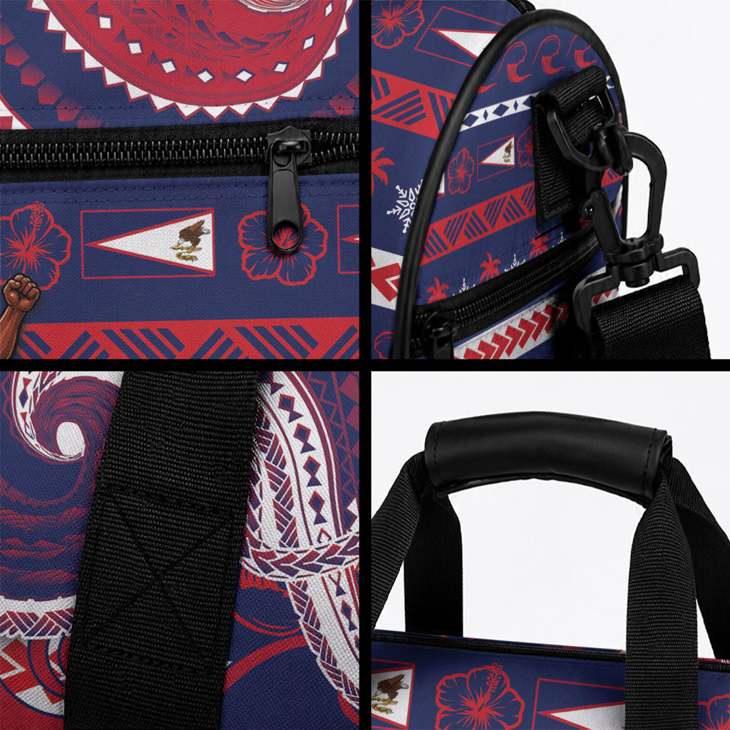 American Samoa Christmas Duffle Bag Santa Riding Bald Eagle