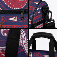 American Samoa Christmas Duffle Bag Santa Riding Bald Eagle