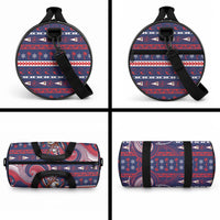 American Samoa Christmas Duffle Bag Santa Riding Bald Eagle