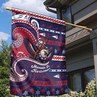 American Samoa Christmas Garden Flag Santa Riding Bald Eagle