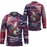American Samoa Christmas Hockey Jersey Santa Riding Bald Eagle DT05 - Polynesian Pride
