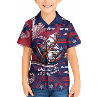 American Samoa Christmas Kid Hawaiian Shirt Santa Riding Bald Eagle