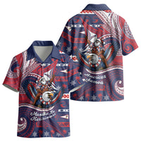American Samoa Christmas Kid Hawaiian Shirt Santa Riding Bald Eagle