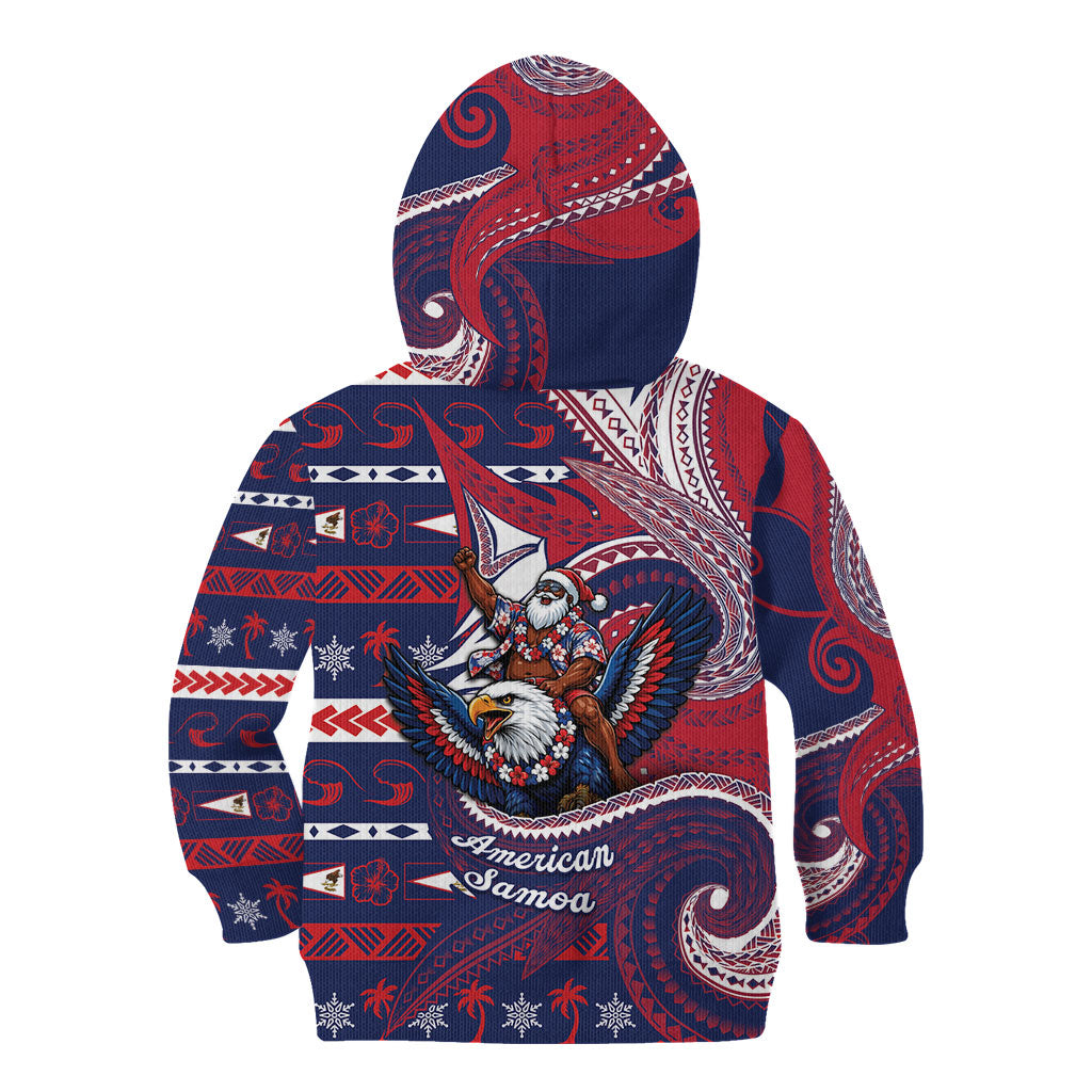 American Samoa Christmas Kid Hoodie Santa Riding Bald Eagle DT05 - Polynesian Pride