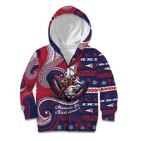 American Samoa Christmas Kid Hoodie Santa Riding Bald Eagle DT05 Zip Hoodie Navy - Polynesian Pride