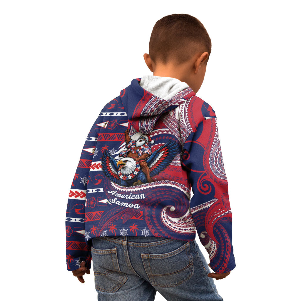 American Samoa Christmas Kid Hoodie Santa Riding Bald Eagle DT05 - Polynesian Pride