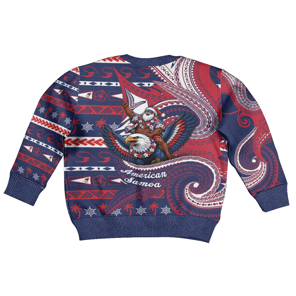 American Samoa Christmas Kid Ugly Christmas Sweater Santa Riding Bald Eagle