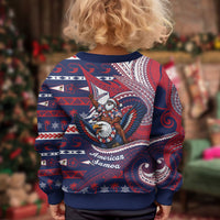 American Samoa Christmas Kid Ugly Christmas Sweater Santa Riding Bald Eagle