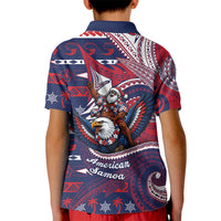 American Samoa Christmas Kid Polo Shirt Santa Riding Bald Eagle DT05 - Polynesian Pride
