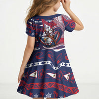 American Samoa Christmas Kid Short Sleeve Dress Santa Riding Bald Eagle DT05 - Polynesian Pride