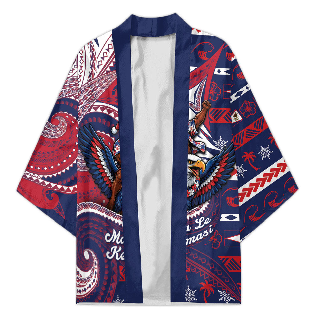 American Samoa Christmas Kimono Santa Riding Bald Eagle
