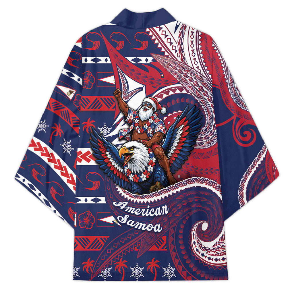 American Samoa Christmas Kimono Santa Riding Bald Eagle