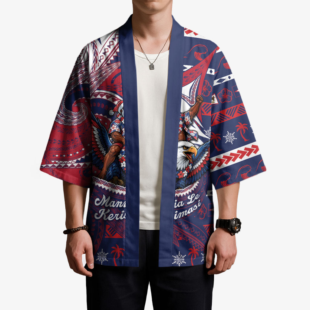 American Samoa Christmas Kimono Santa Riding Bald Eagle