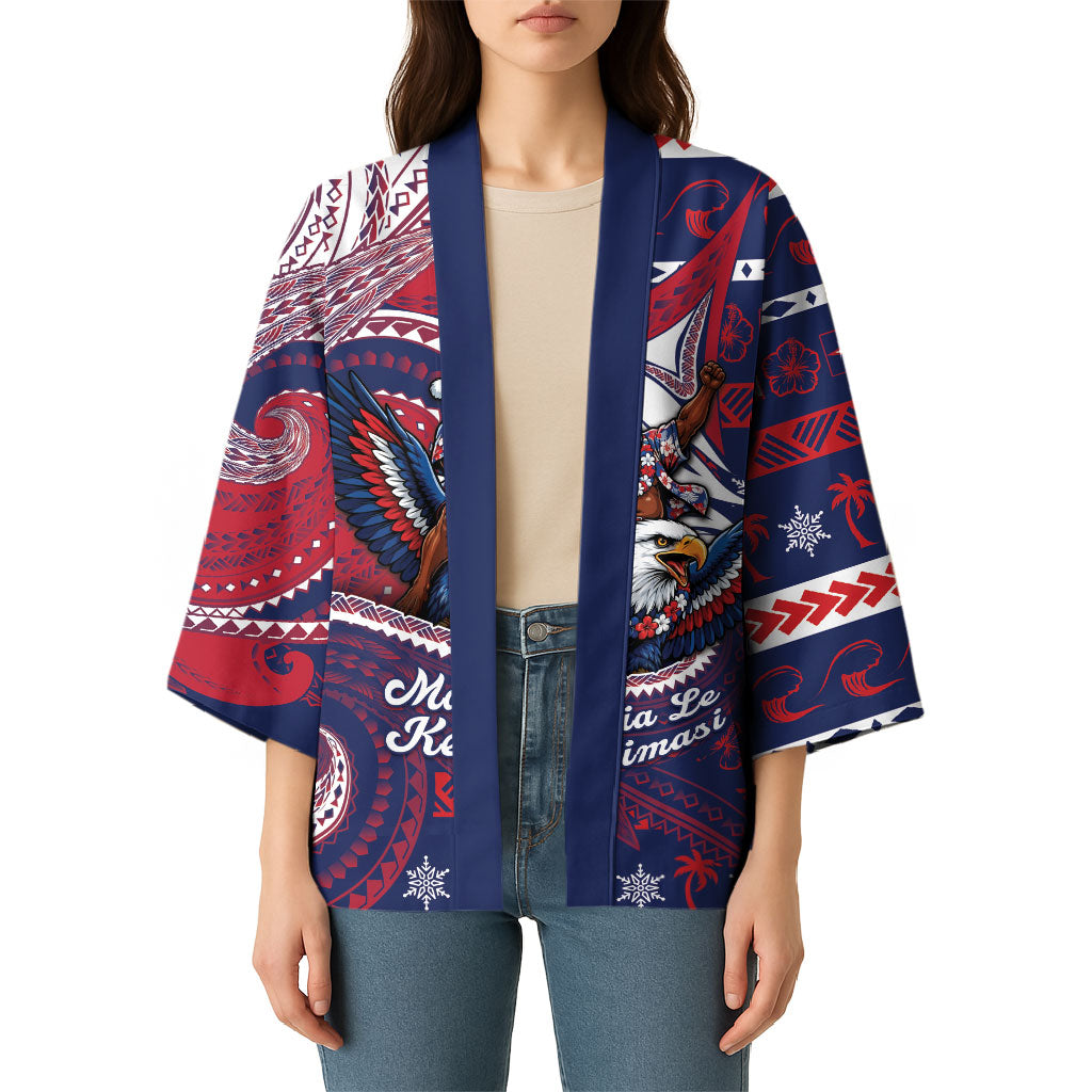 American Samoa Christmas Kimono Santa Riding Bald Eagle