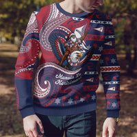 American Samoa Christmas Ugly Christmas Sweater Santa Riding Bald Eagle DT05 - Polynesian Pride
