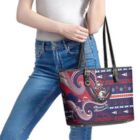 American Samoa Christmas Leather Tote Bag Santa Riding Bald Eagle
