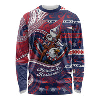 American Samoa Christmas Long Sleeve Shirt Santa Riding Bald Eagle