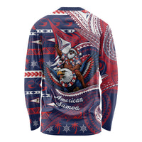 American Samoa Christmas Long Sleeve Shirt Santa Riding Bald Eagle