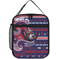 American Samoa Christmas Lunch Bag Santa Riding Bald Eagle