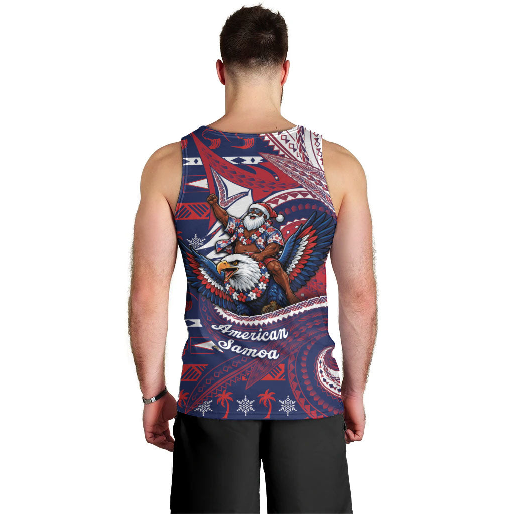 American Samoa Christmas Men Tank Top Santa Riding Bald Eagle