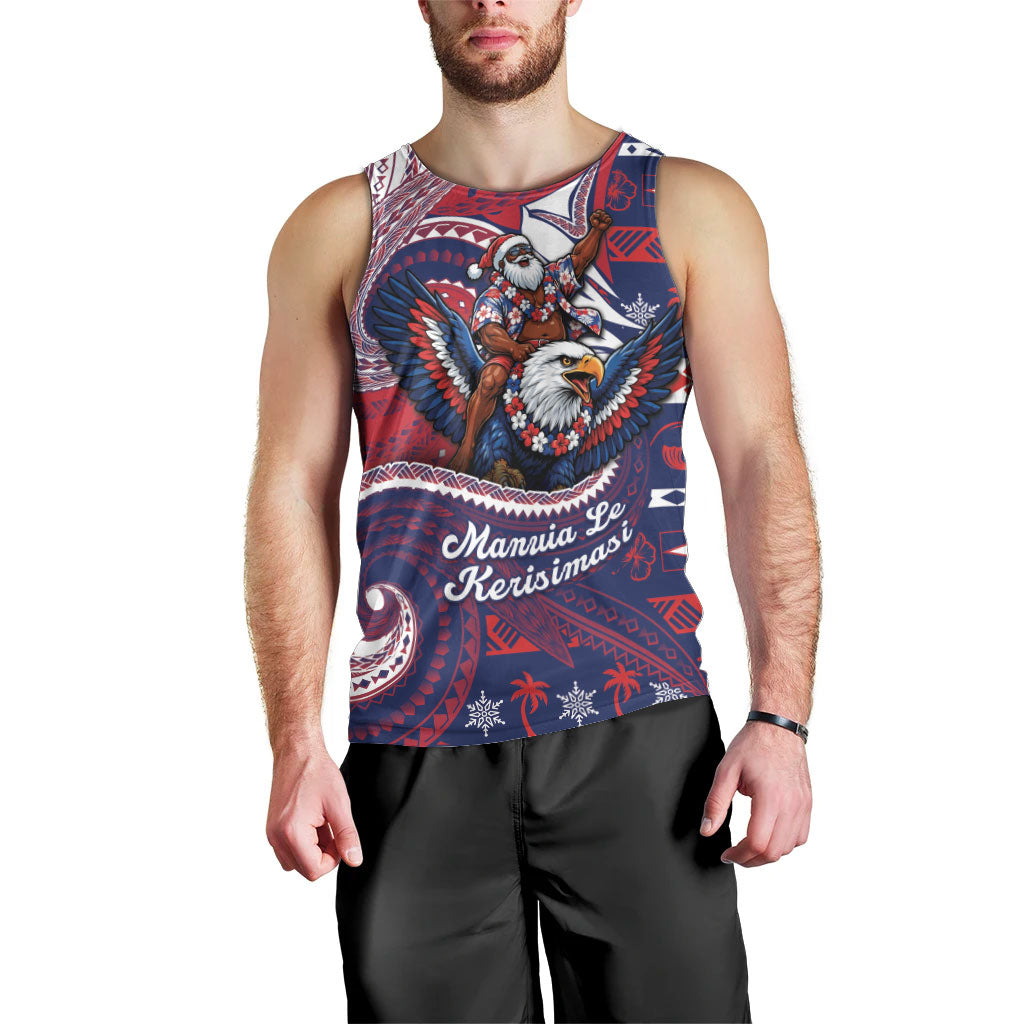 American Samoa Christmas Men Tank Top Santa Riding Bald Eagle