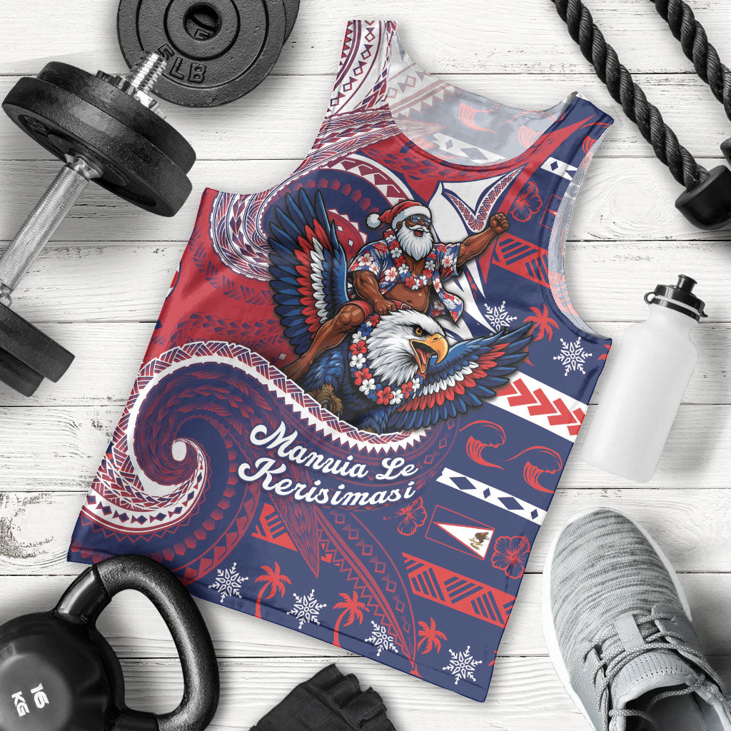 American Samoa Christmas Men Tank Top Santa Riding Bald Eagle