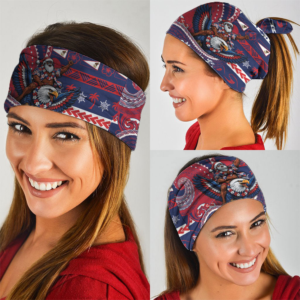American Samoa Christmas Neck Gaiter Santa Riding Bald Eagle