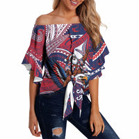 American Samoa Christmas Off Shoulder Wrap Waist Top Santa Riding Bald Eagle