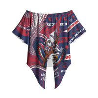 American Samoa Christmas Off Shoulder Wrap Waist Top Santa Riding Bald Eagle