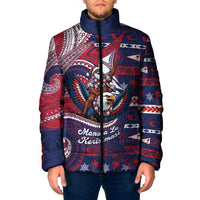 American Samoa Christmas Padded Jacket Santa Riding Bald Eagle