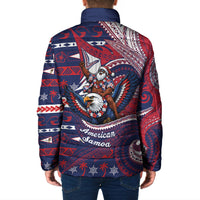 American Samoa Christmas Padded Jacket Santa Riding Bald Eagle