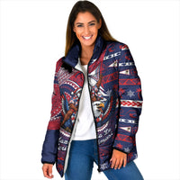 American Samoa Christmas Padded Jacket Santa Riding Bald Eagle