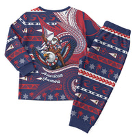 American Samoa Christmas Pajama Set Santa Riding Bald Eagle