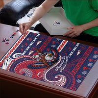 American Samoa Christmas Puzzle Santa Riding Bald Eagle
