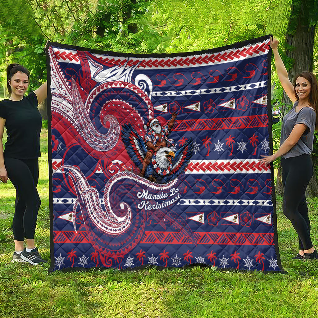 American Samoa Christmas Quilt Santa Riding Bald Eagle