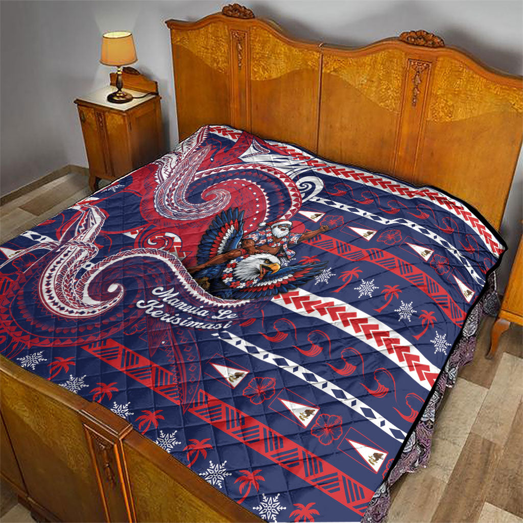 American Samoa Christmas Quilt Santa Riding Bald Eagle